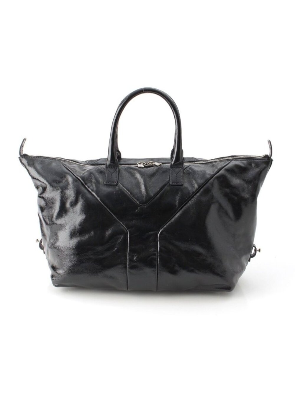 Saint Laurent Eve Patent Yeezy Boston Bag Black